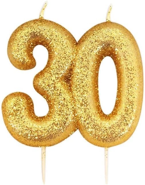 Vela dorada brillante edad adorno de pastel fiesta de cumpleaños número celebración decoración Foto 1 de 4