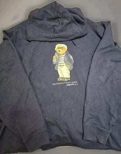 Polo Ralph Lauren Hoodie Sweatshirt BLUE Polo Bear Beach Men’s Size 4XLT - Picture 1 of 7