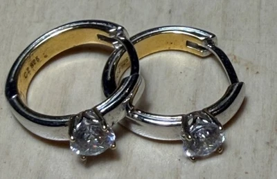 PENDIENTES ARO PEQUEÑOS PLATA CON PIEDRA BLANCA Foto 1 de 4