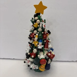 Vintage Coyne & Co Navidad Madera Adorno Kitsch Árbol Decoración Vacaciones 8.5" - Imagen 1 de 9