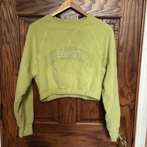 Vintage Esprit Cropped Crop Los Angeles Sweatshirt Embroidered Logo Green Medium - Picture 1 of 6