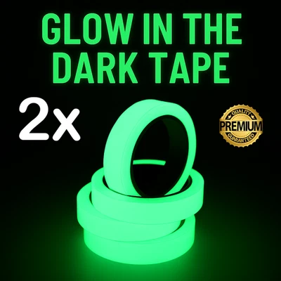 Glow In The Dark Sticky Tape Self Adhesive Luminous Safety Film Sticker Roll 2x - Image 1 of 4
