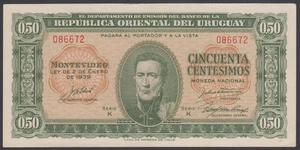 Uruguay  50  Centesimos  1939  XF+  P. 34,   Banknotes, Circulated - Picture 1 of 2