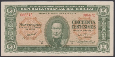 Uruguay  50  Centesimos  1939  XF+  P. 34,   Banknotes, Circulated - Image 1 of 2