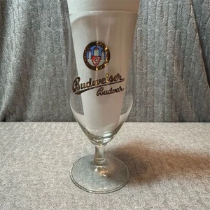 Vintage Budweiser Budvar Tschechisches Bierglas 0,4L Stiel Goldakzente - Bild 1 von 6