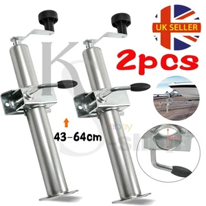 Trailer Leg Prop Stands and Clamps 48mm x 640mm length Support Tube caravan 2x - Picture 1 of 11