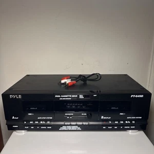 Cubierta de casete doble Pyle PT649D - negra - probada - suena muy bien - Imagen 1 de 9