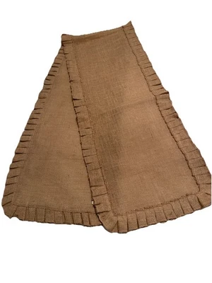 Pier 1 Imports Yute Arpillera 72x14” Corredor de Mesa Borde Volantes Country Chic Rústico Foto 1 de 4