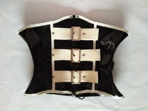 100% Gummi Latex Rubber Schwarz Corset Cosplay Korsett Unique Men XL - Imagen 1 de 3