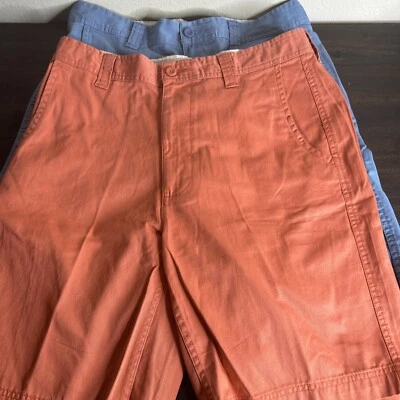 St Johns Bay Men Cargo Shorts Lot of 2 Orange & Blue 34 Pockets Beach Golf - Image 1 of 4
