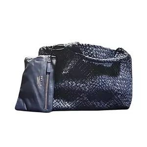 Borsa FALOR Italy in pelle intrecciata con marsupio blu nuova con etichette - Foto 1 di 5