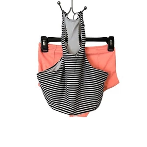 Swimsuit Womens Small 2pc High Waisted Tankini Black Coral Mansy NEW - Picture 1 of 12