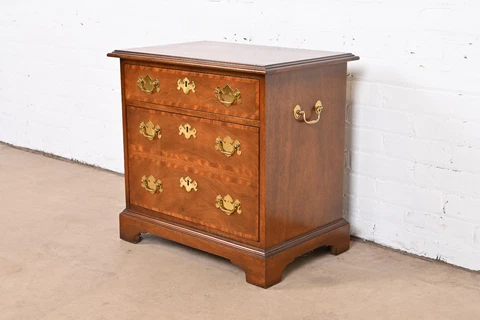 Baker Furniture Georgian Banded Mahogany Nightstand Cover