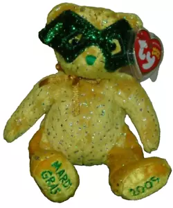 Ty Beanie Baby MASQUE the Mardi Gras Bear (Exclusive) 7.5" NEW MWMTs Stuffed Toy - Picture 1 of 8