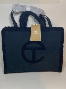UGG x TELFAR NWT Black Shearling Sheepskin Suede Medium Shopper - Picture 1 of 8