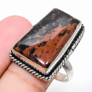 Mahogany Obsidian Gemstone 925 Sterling Silver Jewelry Ring Size 9 U586 - Picture 1 of 6