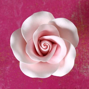 6 Single Pink Roses Sugar flower wedding birthday cake decoration topper - Picture 1 of 1