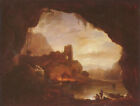 peinture à l'huile peinte à la main sur toile "Paysage avec ruines de château"