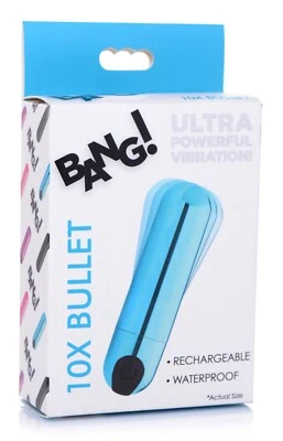 Bang! 10X Rechargeable Vibrating Metallic Bullet Blue - Mini Discreet Vibrator - Image 1 of 4