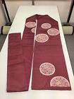 Japanese Vintage Kimono Nagoya Obi pure silk Maron tradition 133.8x12.5inch