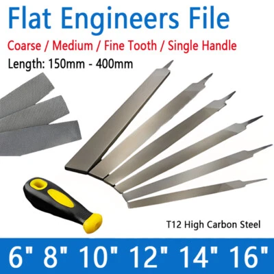Flat Engineers File 6" - 16" Coarse / Medium / Fine Tooth Length: 150mm - 400mm - Image 1 of 4
