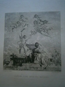 Gravure 19° Théobal Chartran "Plafond d'une salle de mariage" - Imagen 1 de 1