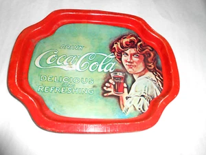 Coca Cola Lady Blech Tablett Sammlerstück (50er Jahre Mädchen)? 6 1/4 x 7 1/2" SELTEN WIE BESEHEN - Bild 1 von 3