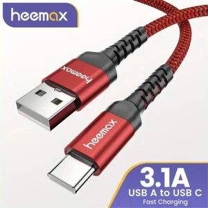 3.1A Max, Fast Charging USB-A to USB-C 1m Charger Cable, Nylon Braided- Red - Picture 1 of 7