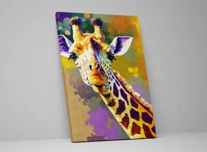 Wildlife Giraffe African Safari Kids Colorful Canvas Wall Art Decor Framed Print - Picture 1 of 8
