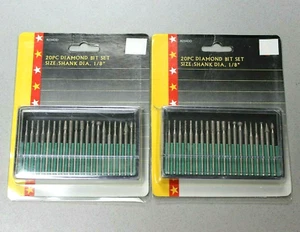 20 PIECE DIAMOND BIT SET, SHANK DIAMETER 1/8", BRAND NEW, LOT OF 2 - Picture 1 of 2
