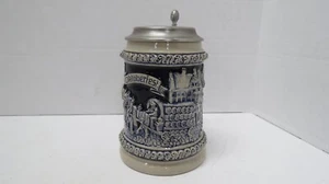 Vintage Handarbeit 7" Oktoberfest Bierstein mit Deckel, Made in Germany - Bild 1 von 6
