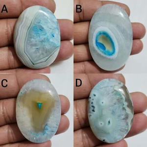 Wunderschöner blauer Solar Quarz ovale Form Cabochon lose Edelstein Schmuck zur Herstellung - Bild 1 von 13