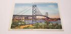 Detroit, MI Ambassdor Bridge Boat Park Treea Canada 1940s Linen Postcard Unused!