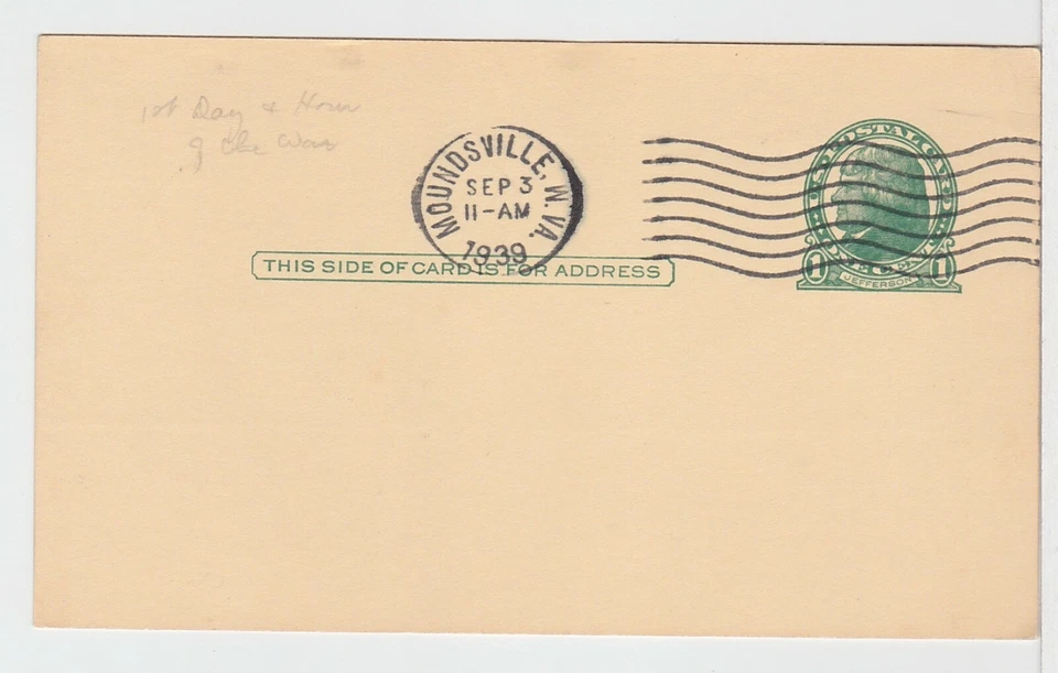 TurtlesTradingPost- West Virginia- Moundsville, WV- 1939 First Day of WWII - Image 1 of 1