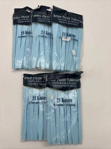 Lot of 5 Premium Cutlery Knives 24ct per Pack Lt. Blue Heavy-Duty Reusable NEW - Picture 1 of 3