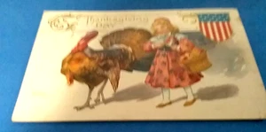(pasteelers1) Erntedank 1911 Postkarte Mädchen & Türkei mit Stempel🌠 - Bild 1 von 2