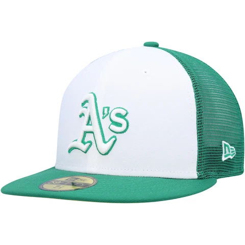 Men's New Era White/Green Oakland Athletics 2023 On-Field Batting Practice Cover