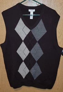 Dockers Men's V Neck Acrylic Sweater Vest in Size XL Diamond Argyle Pattern - Picture 1 of 4