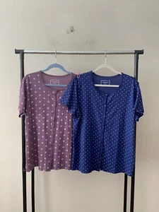 Lot of 2 Charter Club Sz L 100% Cotton Short Sleeves Henley Pajama Top Bundle - Picture 1 of 7