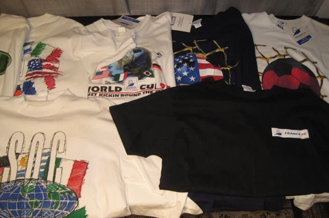LOT OF 7 DIFFERENT 1998 FIFA WORLD CUP FRANCE BRAZIL 98 T SHIRT SIZE LARGE Cover