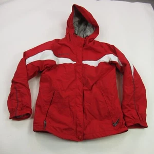 Columbia Coat Womens Small Long Sleeve Zip Lightweight Outdoors Red Hood - Picture 1 of 11