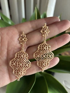 Kendra Scott Renee Filigree Drop Dangle Rose Gold Earrings - Picture 1 of 5