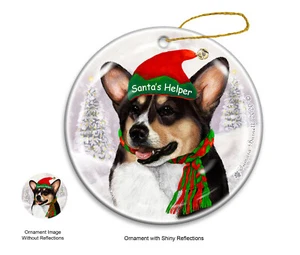 Santa's Helper Ornament - Tri Pembroke Welsh Corgi 4085A - Picture 1 of 1