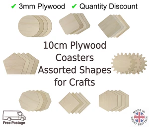 Wooden Coaster 10cm – Blank Shapes for DIY / Crafts – Many Designs - Picture 1 of 26