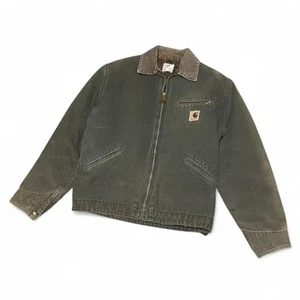 Vintage 90s Moss Green Carhartt Detroit Blanket Lined Jacket JB1866 - Picture 1 of 8
