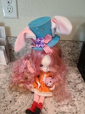 Hair Accessory rabbit mad hatter Alice In wonderland hat For Blythe Doll Bjd 1/6 - Image 1 of 4