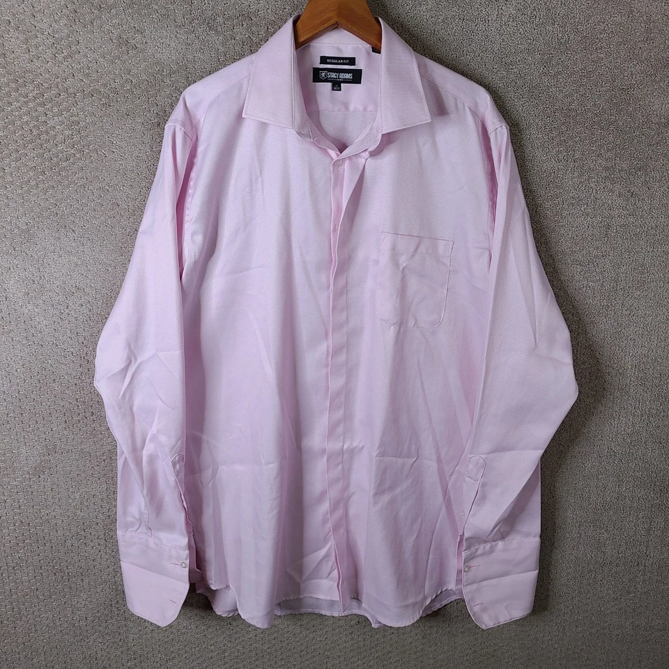 Camisa Stacy Adams Para Hombre 17 36/37 Rosa Calce Regular Vestido Manga Larga Puños Franceses Foto 1 de 4