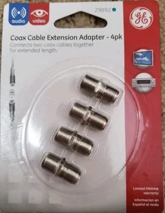Juego de 4 adaptadores de extensión de cable coaxial GE doble F audio video - Imagen 1 de 2