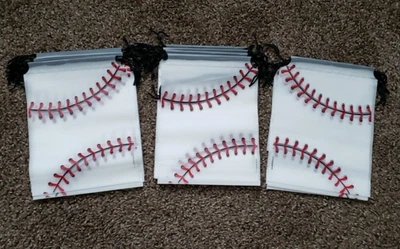 Baseball Party Favor Bags Drawstring Pouches for Birthday 25 Bags 8x6 " NEW - Image 1 of 3
