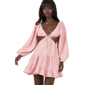 NWT Princess Polly Liloh Long Sleeve Mini Dress Pink Size US 6 - Picture 1 of 8